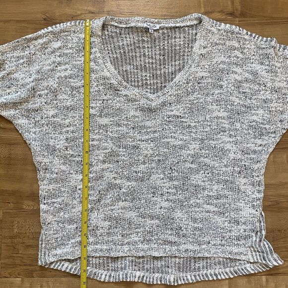 SPLENDID S Women’s Oversized Sweater Gray White Chunky Open Knit Boxy Beachy USA - Picture 13 of 16
